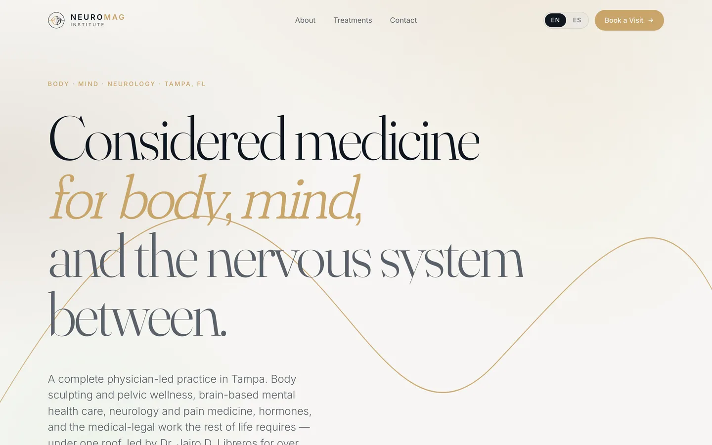Página de inicio de Neuromag Institute — sitio médico bilingüe creado por OC Technology Solutions